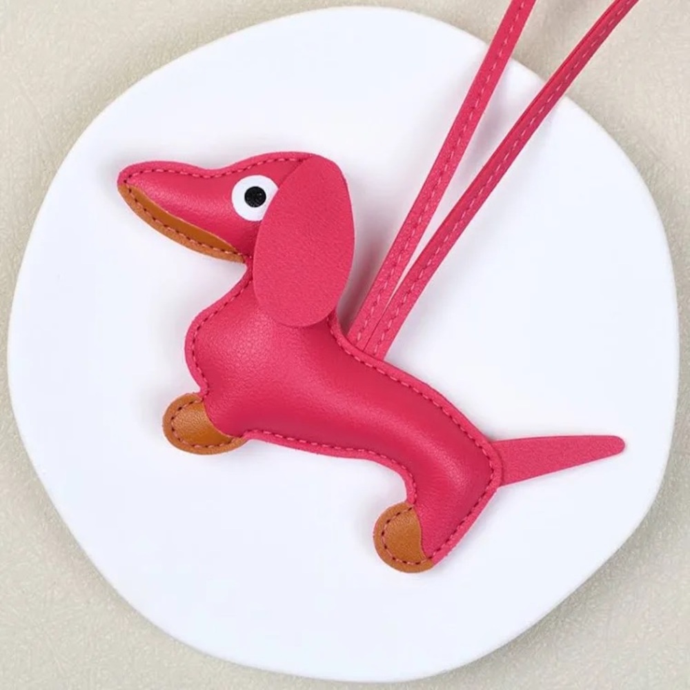 Dark Pink Dachshund  Keychain